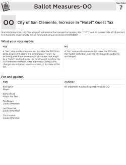City of San Clemente, San Clemente Increase in &ldquo;Hotel&rdquo; Guest Tax