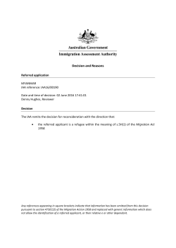 Decision and Reasons - Immigration Assessment Authority