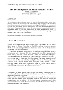 The Sociolinguistic of Akan Personal Names