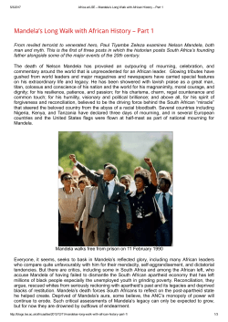 Mandela`s Long Walk with African History &ndash; Part 1
