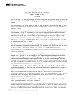 Call Summary - NAIC - National Association of Insurance