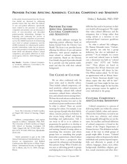 PROVIDER FACTORS AFFECTING ADHERENCE: CULTURAL