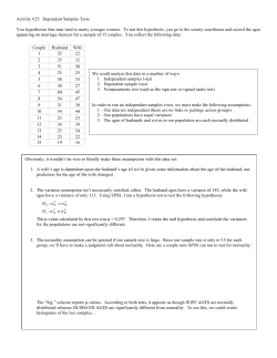 Activity #25: Dependent Samples Tests You hypothesize that men