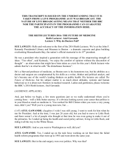 THIS TRANSCRIPT IS ISSUED ON THE UNDERSTANDING THAT