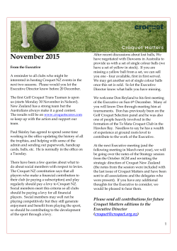 November 2015 - Croquet New Zealand