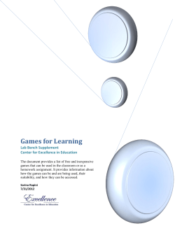Games for Learning - Gaming for Education