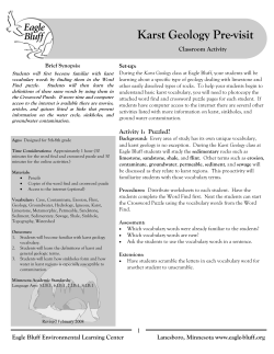 Karst Geology Pre-visit - Eagle Bluff Environmental Learning Center