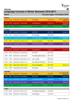 Language Courses in Winter Semester 2016-2017