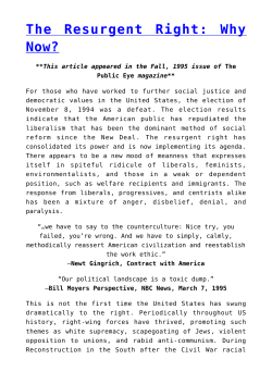 The Resurgent Right: Why Now? - Political Research Associates