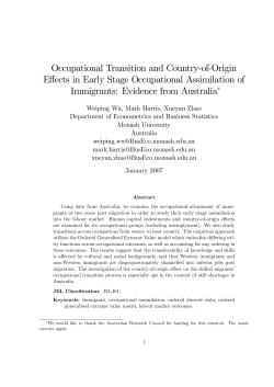 Occupational Transition and Country`of`Origin Effects in Early Stage