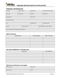 application - Freedom Writers Foundation