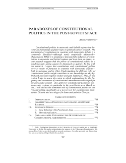 PARADOXES OF CONSTITUTIONAL POLITICS IN THE POST