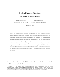 Optimal Income Taxation: Mirrlees Meets Ramsey&lowast;