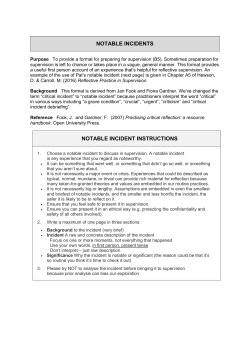 NOTABLE INCIDENTS NOTABLE INCIDENT INSTRUCTIONS
