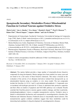 Spongionella Secondary Metabolites Protect Mitochondrial Function