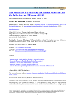 ISSF Roundtable 8-8 on Rivalry and Alliance Politics in Cold War