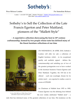 Sotheby`s to Sell the Collection of the Late Francis Egerton and