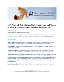 Let`s Pretend: The relationship between play and theory of mind in