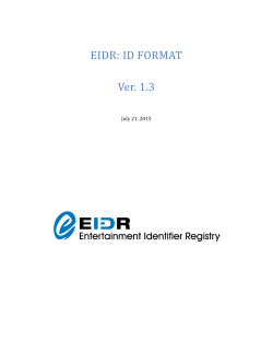EIDR: ID FORMAT v1.3