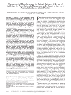 Management of Phenylketonuria for Optimal Outcome: A Review of