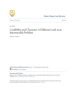 Credibility and Character: A Different Look at an Interminable Problem