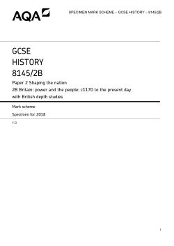 GCSE History Specimen mark scheme Paper 2B