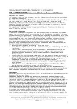 EXPLANATORY MEMORANDUM to the Central Bank Charter for