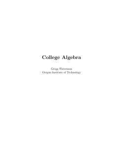 College Algebra - Oregon Institute of Technology