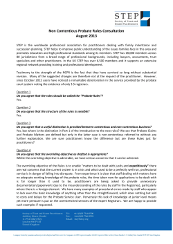Non Contentious Probate Rules Consultation August 2013