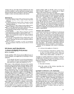 Divisors and Quotients: Acknowledging Polysemy