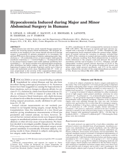 Hypocalcemia Induced during Major and Minor Abdominal Surgery