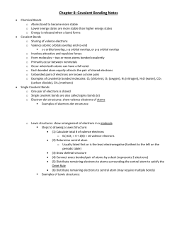 Chapter 8: Covalent Bonding Notes