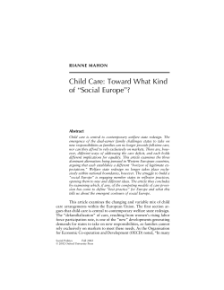 Child Care: Toward What Kind of &ldquo;Social Europe&rdquo;?