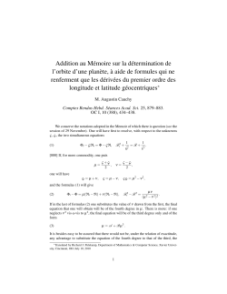Addition au M&eacute;moire sur la d&eacute;termination de l`orbite d`une plan`ete