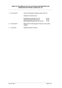 index of documents held on the petroleum register for associated