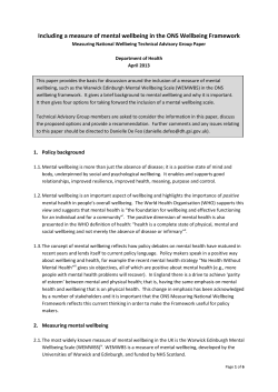 Including a measure of mental wellbeing in the ONS Wellbeing