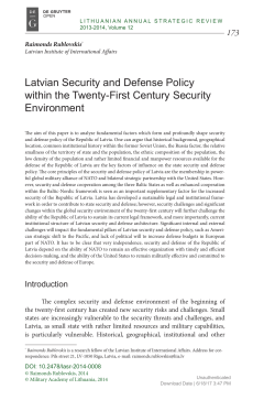 Latvian Security and Defense Policy within the Twenty