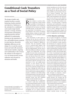 Conditional Cash Transfers as a Tool of Social Policy