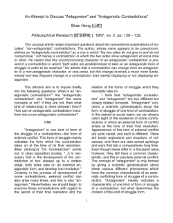 An Attempt to Discuss "Antagonism" and "Antagonistic Contradictions"