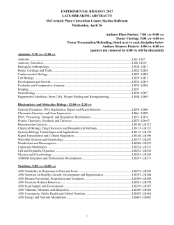 Late Breaking Program - Experimental Biology