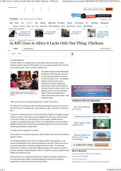 As KFC Goes to Africa it Lacks Only One Thing: Chickens
