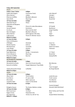 Friday 18th September CELLO Under 2 Years Tuition 4:00pm