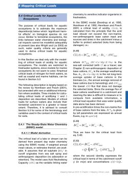 Critical Loads for Aquatic Ecosystems