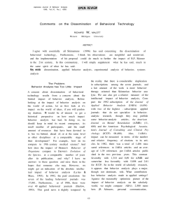 Comments on the Dissemination of Behavioral Technology