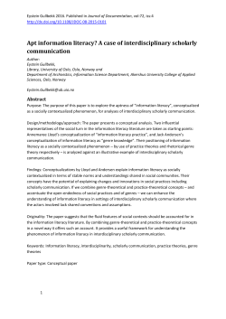 Apt information literacy? A case of interdisciplinary scholarly