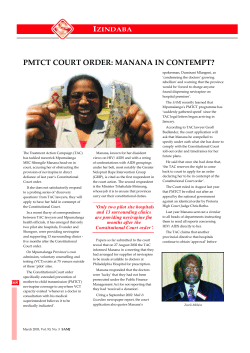 PMTCT COURT ORDER: MANANA IN CONTEMPT?