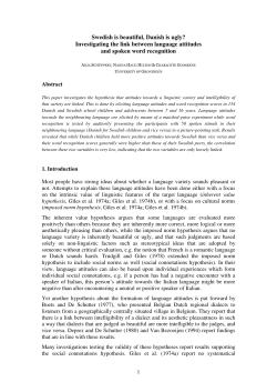 Swedish is beautiful, Danish is ugly? Investigating the link between