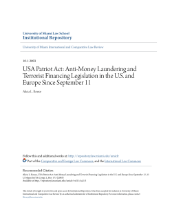 USA Patriot Act: Anti-Money Laundering and Terrorist Financing
