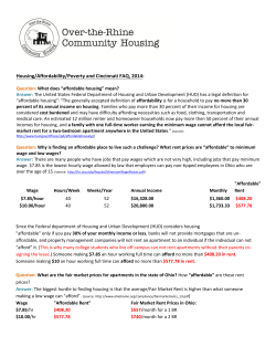 Housing/Affordability/Poverty and Cincinnati FAQ, 2014: