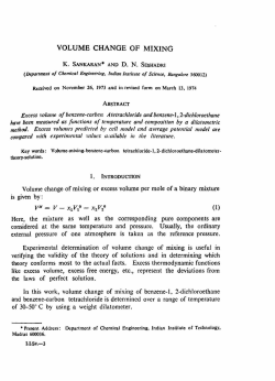 Excess volume of benzene-corbew Atetrachloride and benzene